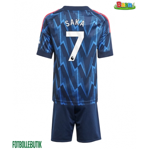 Arsenal Bukayo Saka #7 Bortaställ Barn 2025-26 Kortärmad (+ Korta byxor)